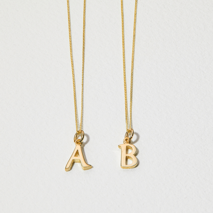 Solid Gold Curve Initial Letter Necklace