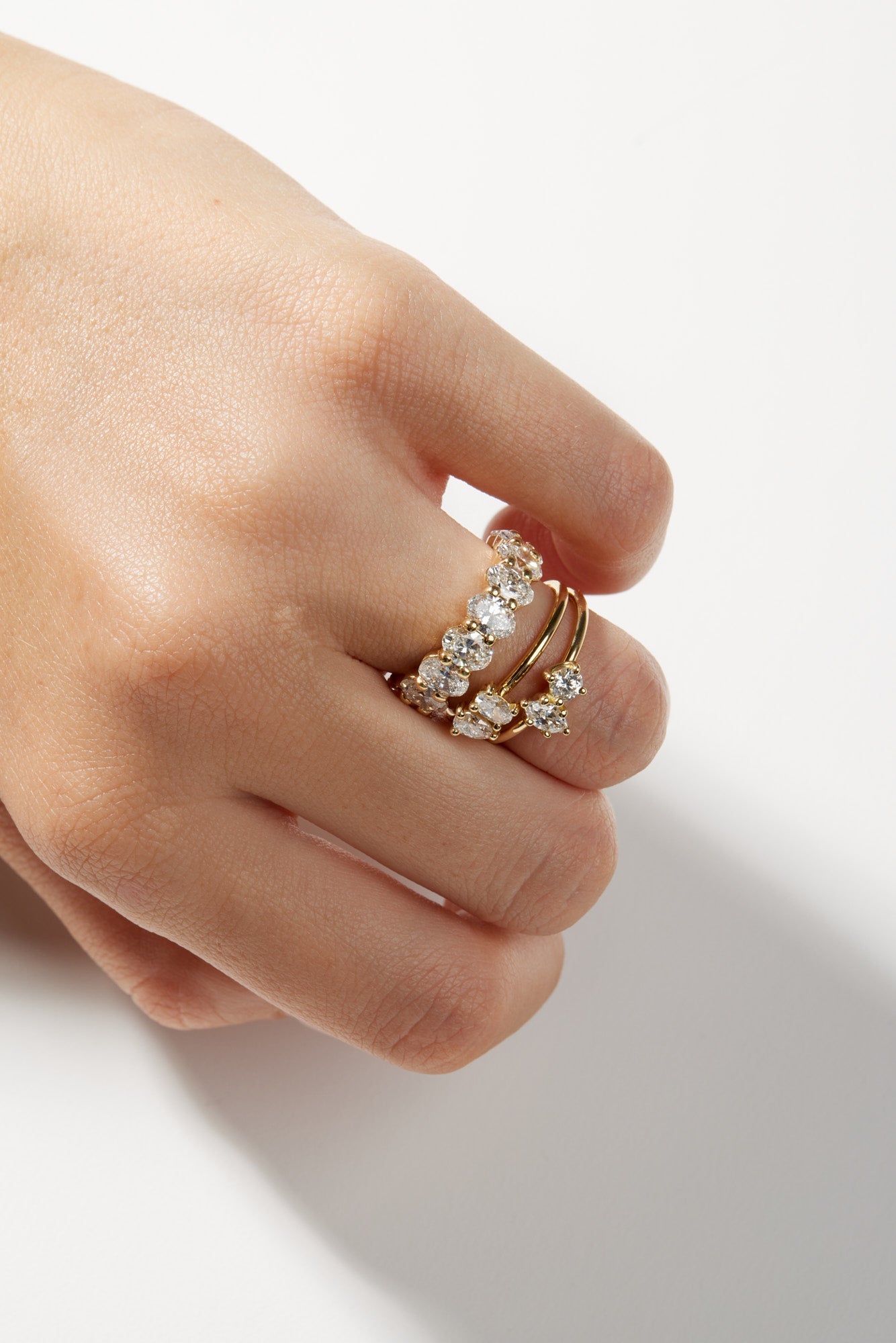 Marquise Diamond and Round Emerald Toi Et Moi Ring | 18K White Gold