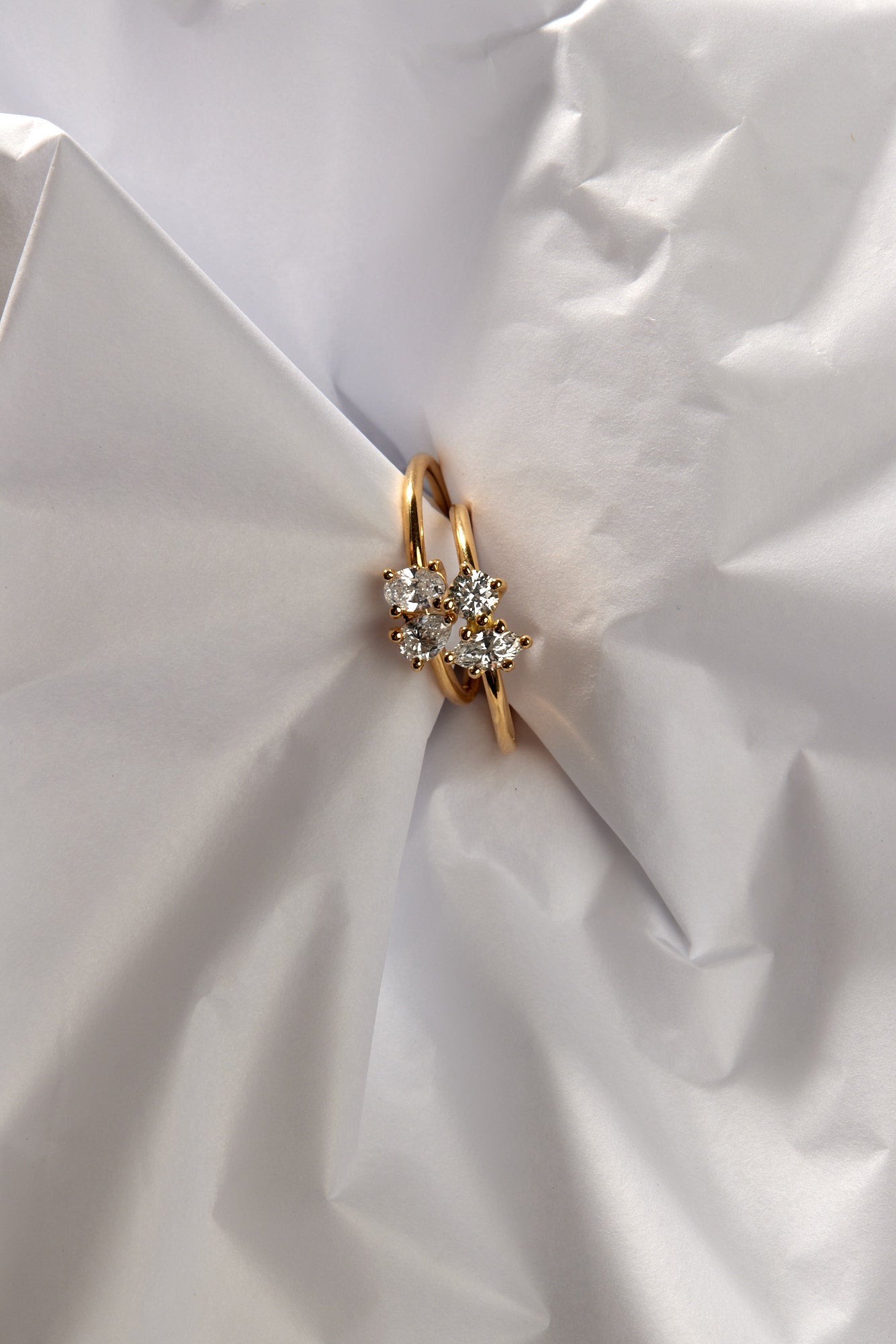 Pear and Oval Diamond Toi Et Moi Ring | 18K Yellow Gold