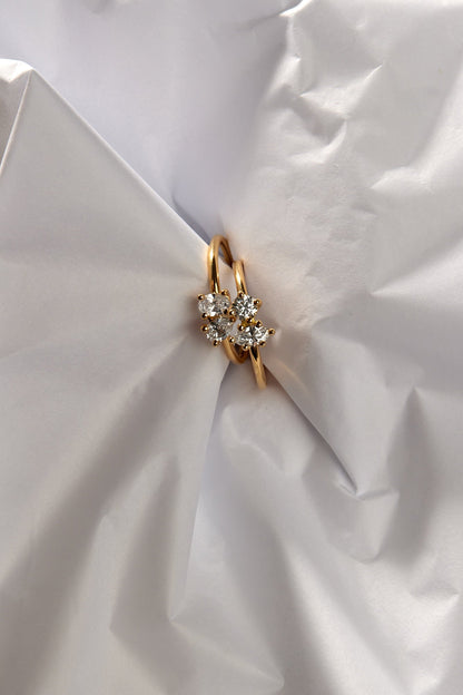 Marquise Diamond and Round Emerald Toi Et Moi Ring | 18K White Gold