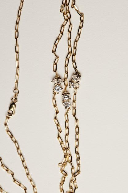 Emerald and Round Diamond Toi Et Moi Necklace | White Gold