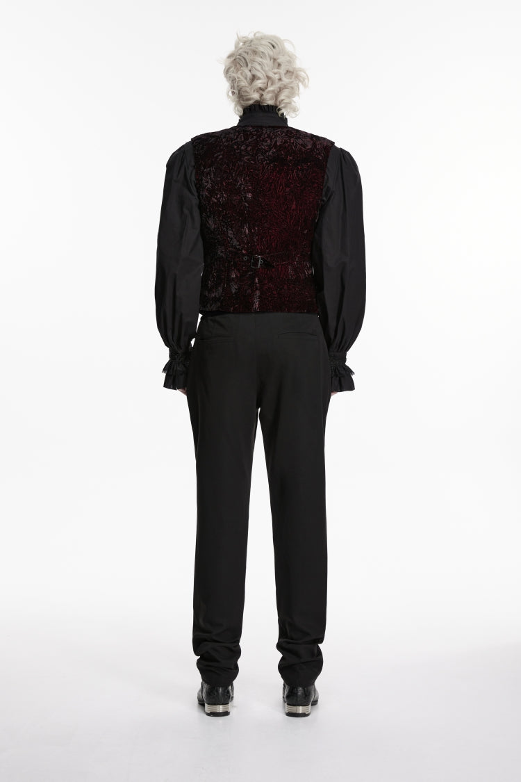 Black Embroidered Spliced Slim Men's Gothic Pants