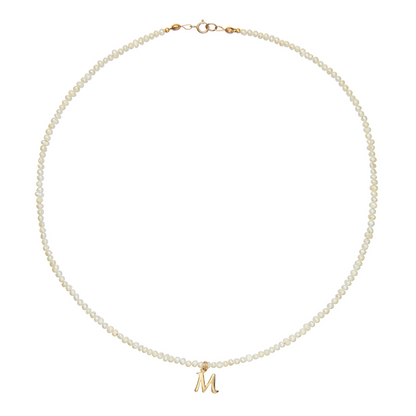 Gold Small Pearl Initial Letter Choker