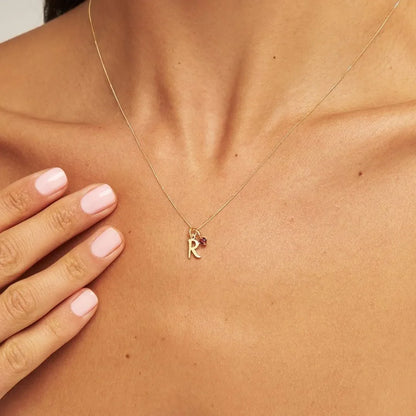 Gold Curve Initial Letter Necklace