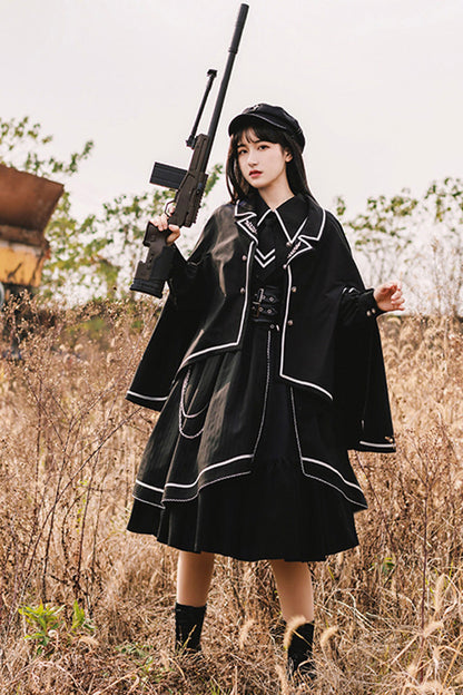 Black Military Style Loyalist Chariot Gothic Lolita Dress