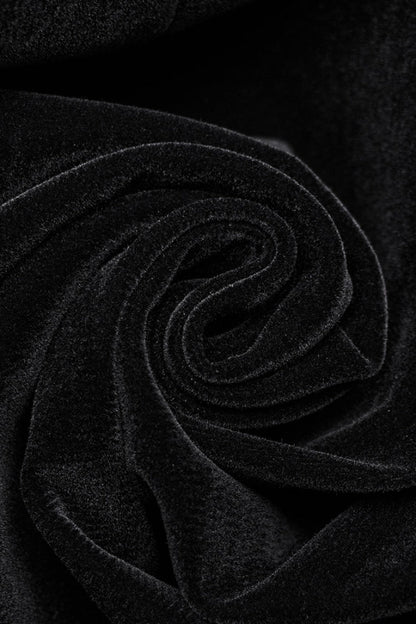 Black Long Puff Sleeves Floral Embroidery Women's Gothic Coat