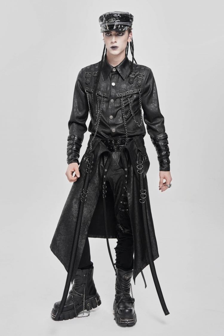 Black D-ring Buckle Zipper Men's Punk Skirt