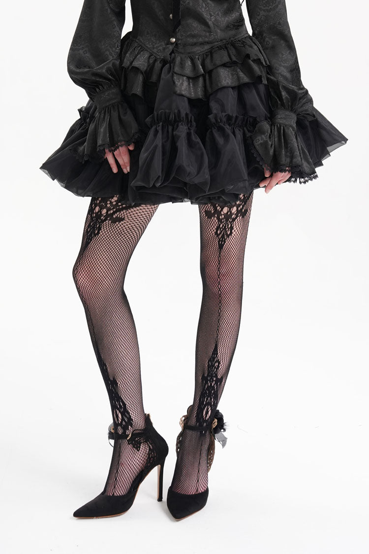 Black Bubble Ruffle Mesh Women's Gothic Skirt