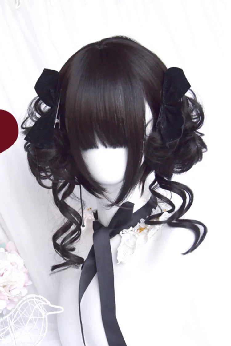 Black Dragon Whisker Bun Chinese Style Fluffy Side Clip Lolita Wig