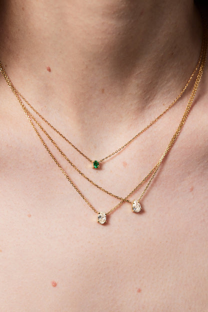 Oval Emerald Necklace | 18K Gold