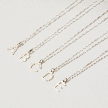 Solid White Gold Initial Letter Necklace
