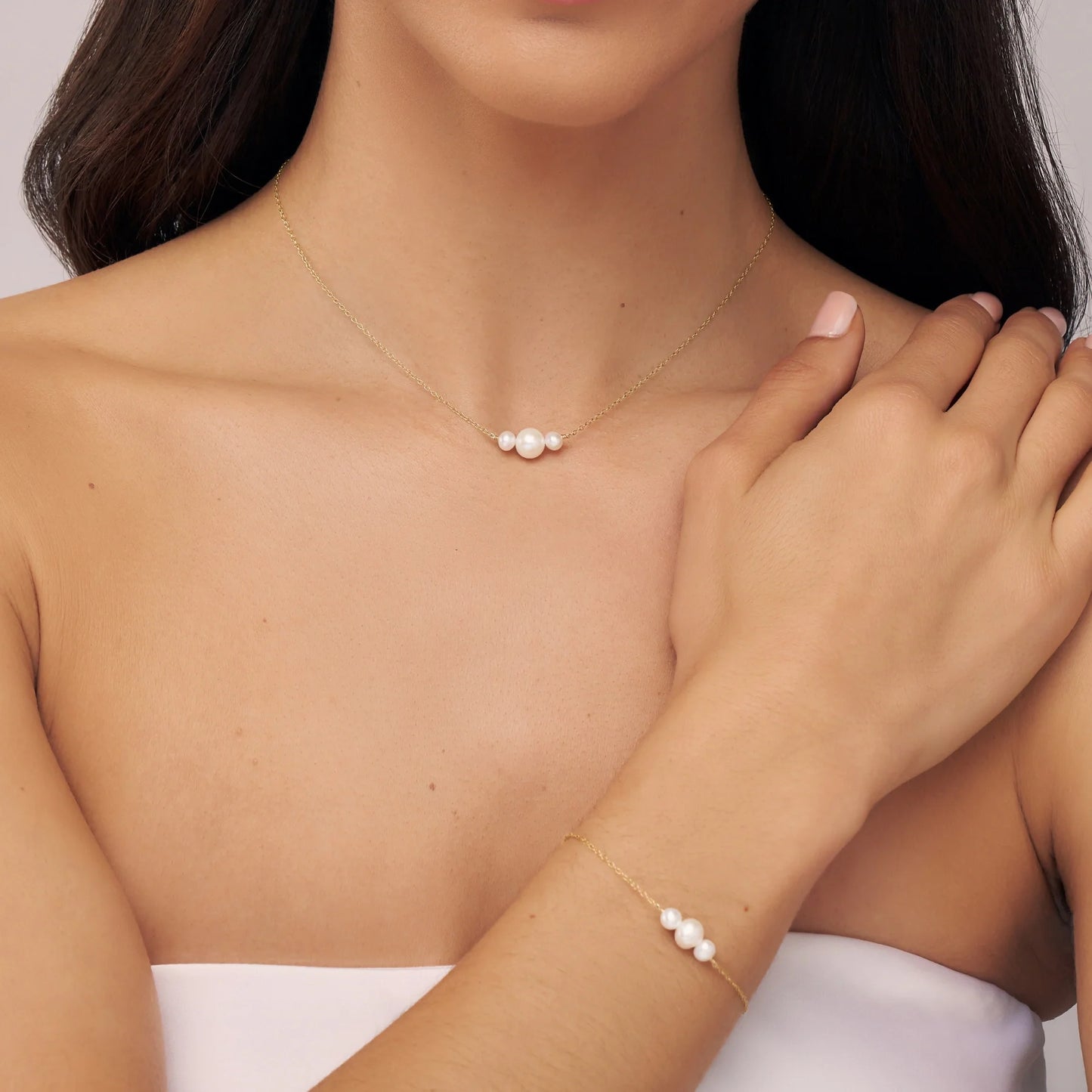 Gold Multi Pearl Cluster Necklace