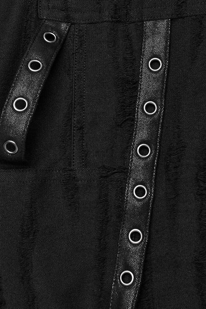 Black Eyelet Pocket Knitted Women's Steampunk Loose Pants
