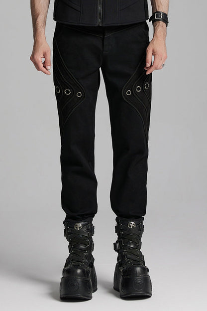 Black Men's Gothic Ring Skull Pants