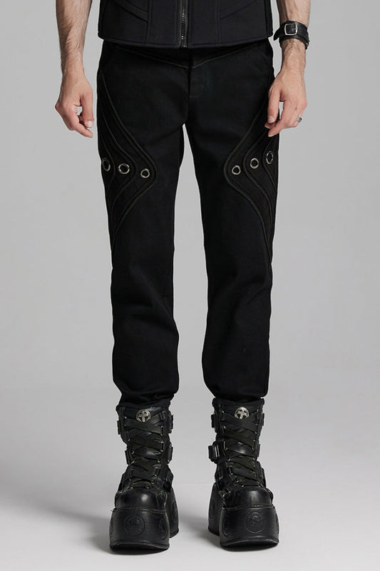 Black Men's Gothic Ring Skull Pants
