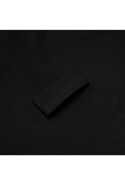 Black Lapel Metal Buckle Belt Collect Waist A-Shape Hem Women's Punk Dress