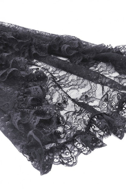 Black Long Flared Sleeves Ruffled Lace Women's Gothic Cape