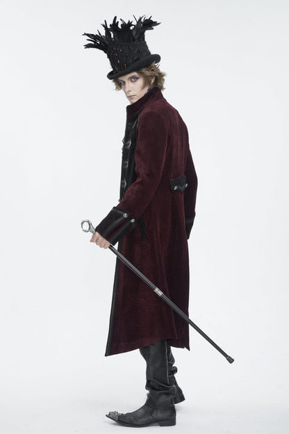 Black Embroidered Men's Gothic Palace Accessory Floral Feather Top Hat
