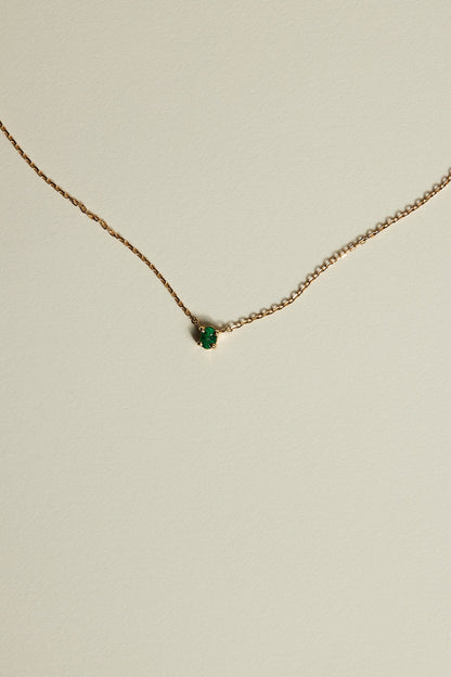 Oval Emerald Necklace | 18K Gold