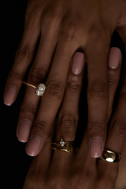 Mini Pear Diamond Ring | 9K Yellow Gold