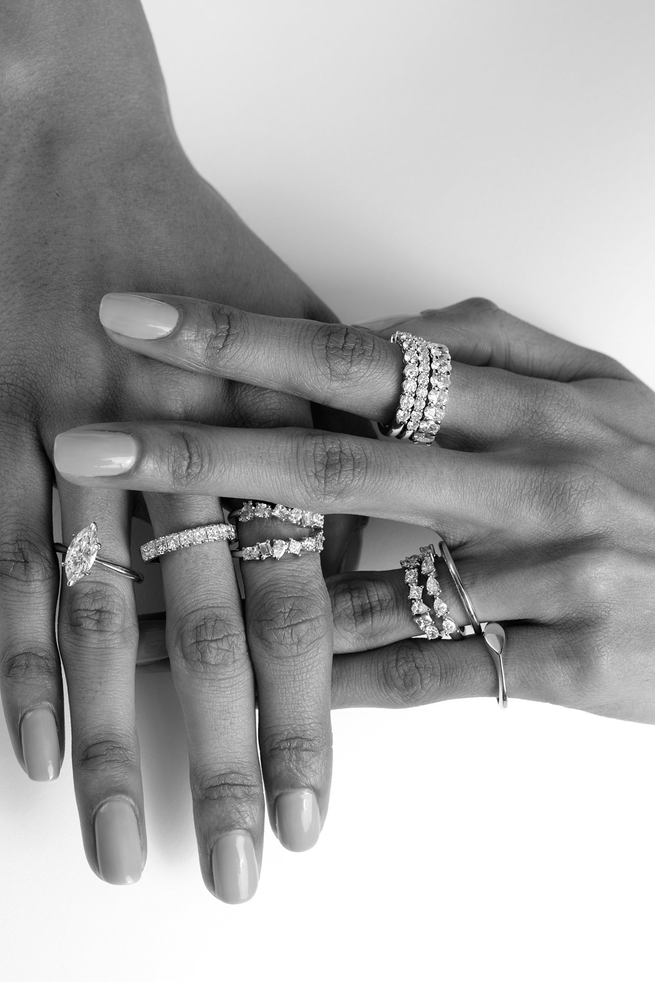 Scattered Diamond Ring | 18K White Gold