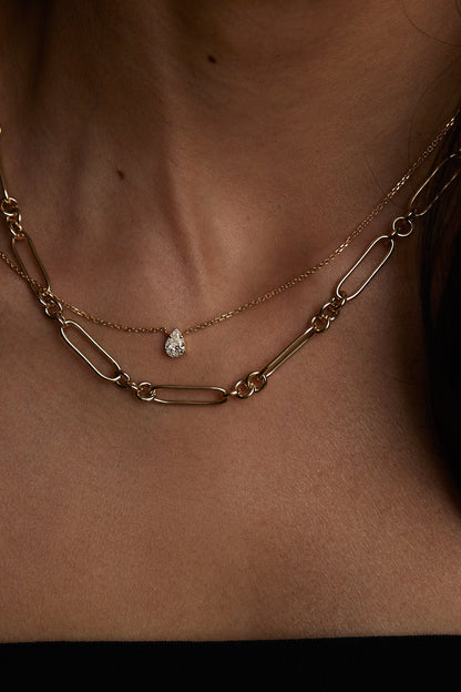 Pear Diamond Necklace | 18K Gold