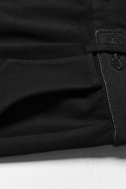 Black Buckle Floral Men's Gothic Waistband Pants