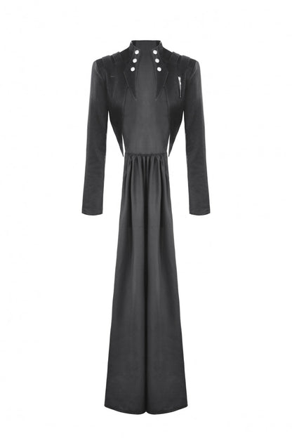 Black Long Sleeves Spliced Lace-Up Women's Gothic High Low Faux Leather Long Tail Jacket