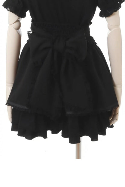 Black Japanese High Waisted Multi-Layered Lace Sweet Jirai Kei Skirt
