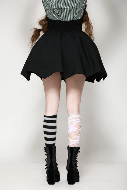 Black High Waisted Batwing Hem Women's Gothic Lolita Short Skirt
