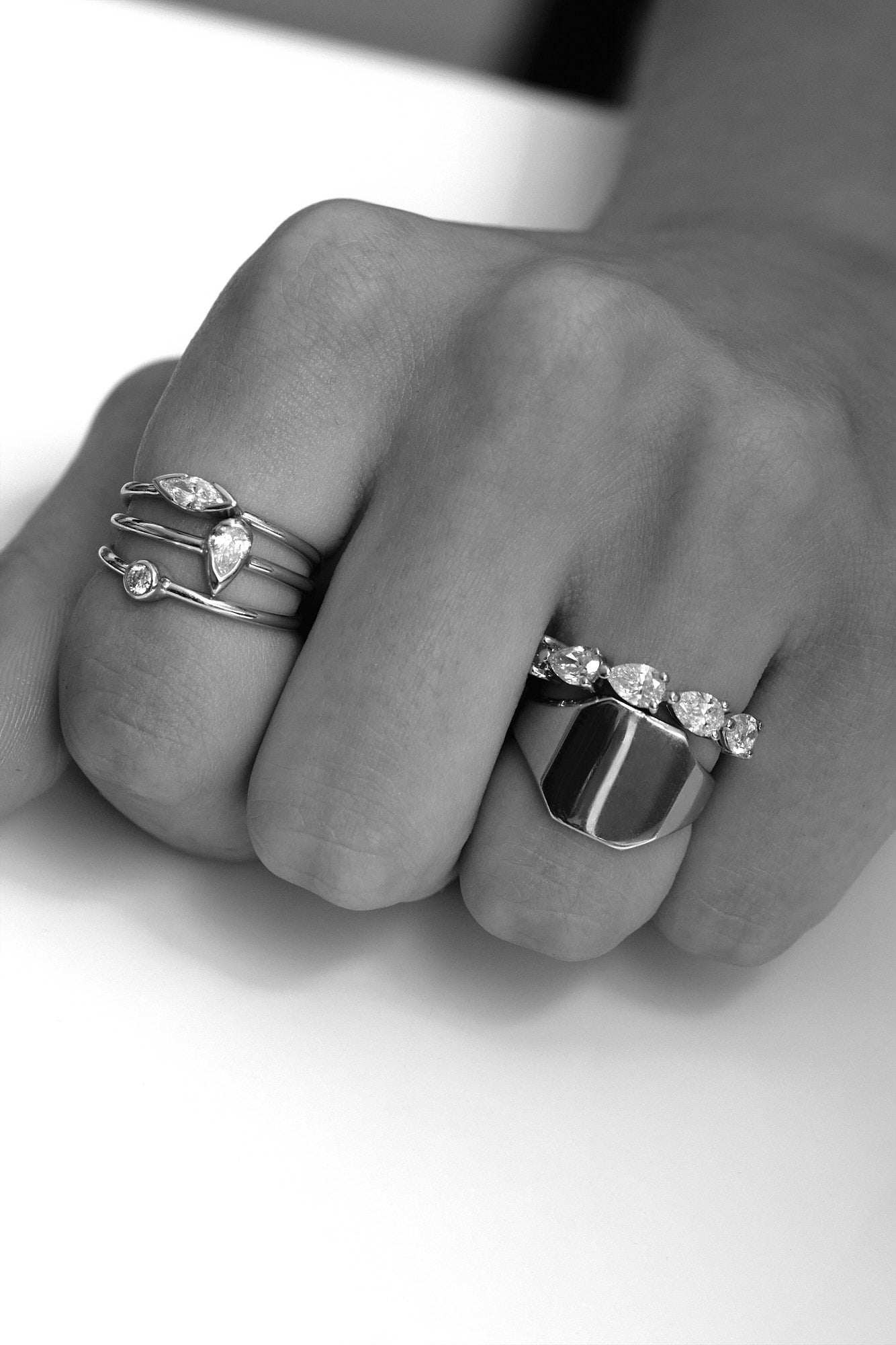 Mini Pear Diamond Ring | 9K White Gold