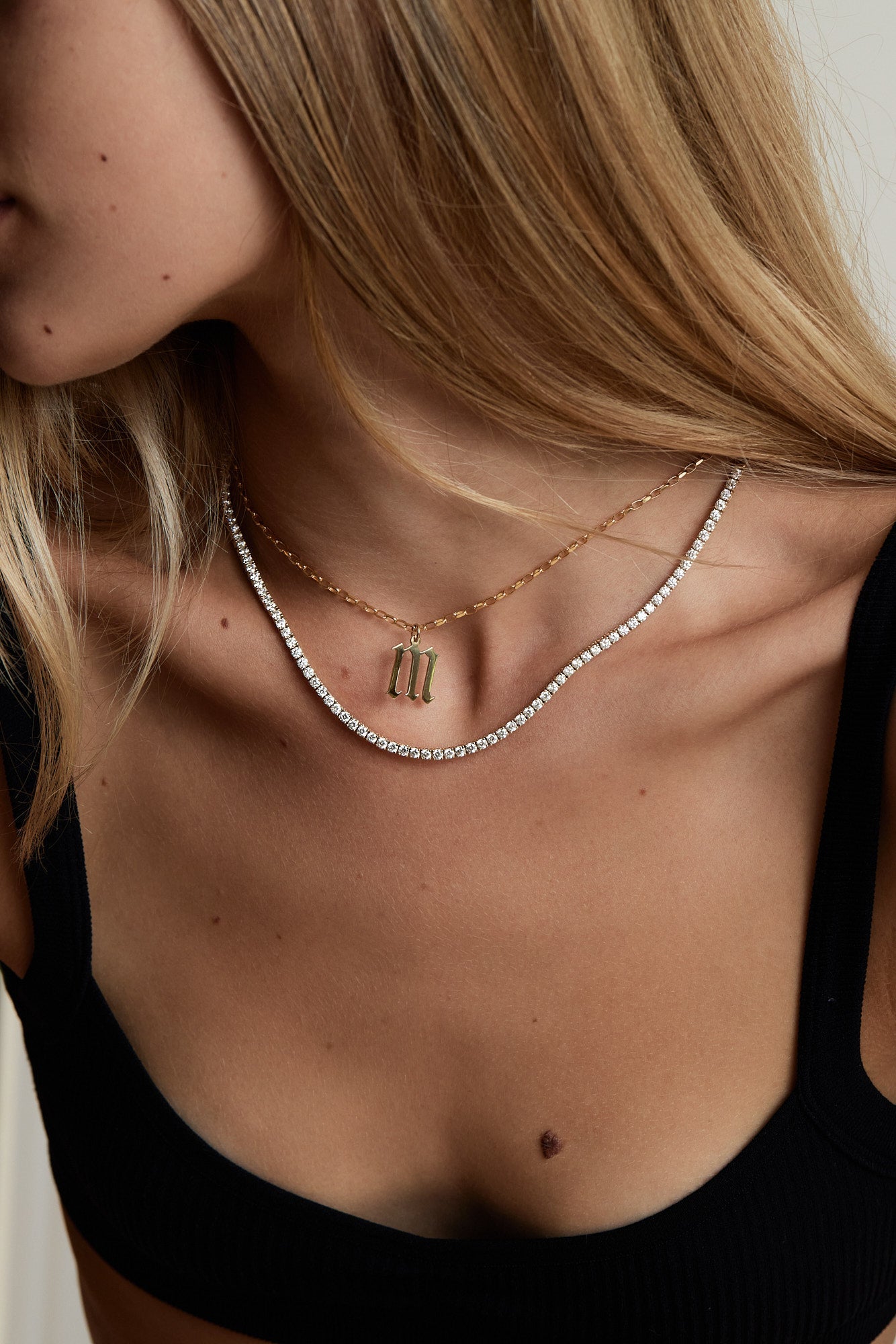 Large Gothic Letter Pendant | 9K White Gold