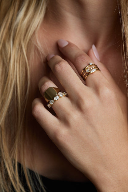 Mini Pear Diamond Ring | 9K Yellow Gold