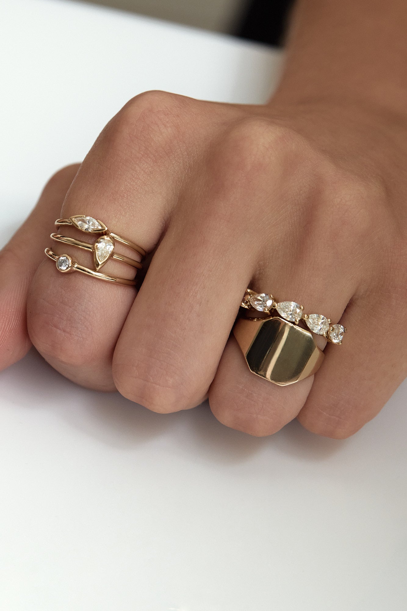 Mini Pear Diamond Ring | 9K Yellow Gold