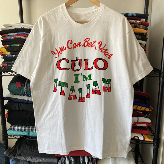 I'm Italian Culo Washed White Tee