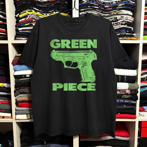 Rare  Parody Green Piece Washed Black Tee