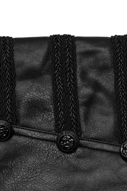 Black Metal Buckles Faux Leather Men's Steampunk Pants