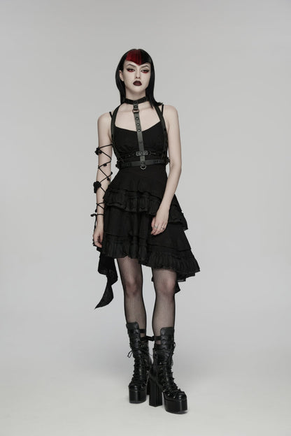 Black Embroidered loral Embroidered Asymmetric Women's Gothic Jsk Dress raduation Dress