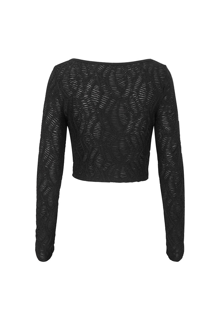 Black Cutout Ruched Chain Women's Punk Jacket