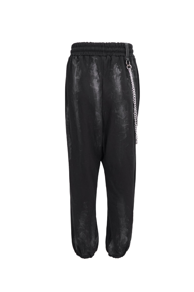 Black Knitting Material Retro Hand-Painted Metal Circle Decoration Women's Gothic Pants