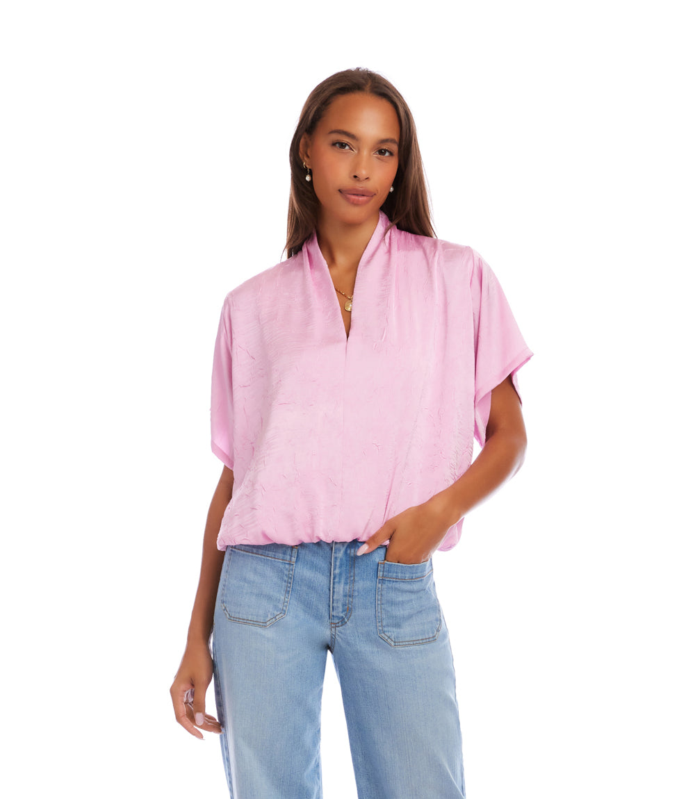 Petite Size Short Sleeve V-Neck Top