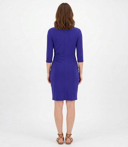 Petite Size 3/4 Sleeve Cascade Wrap Dress