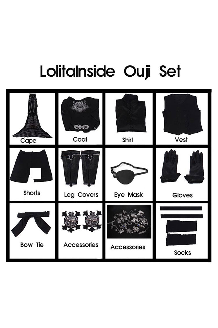 Black Deacon Metal Decoration Gothic Ouji Lolita Set