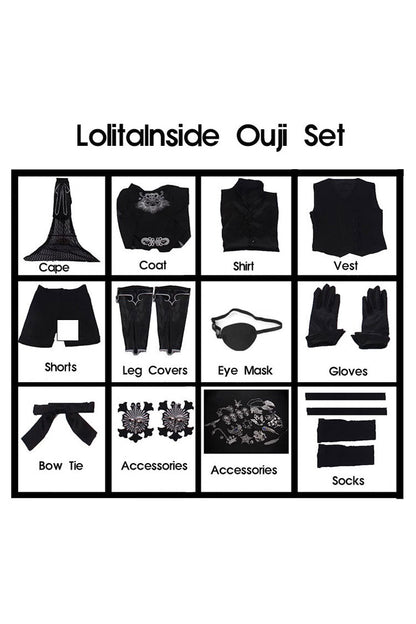 Black Deacon Metal Decoration Gothic Ouji Lolita Set