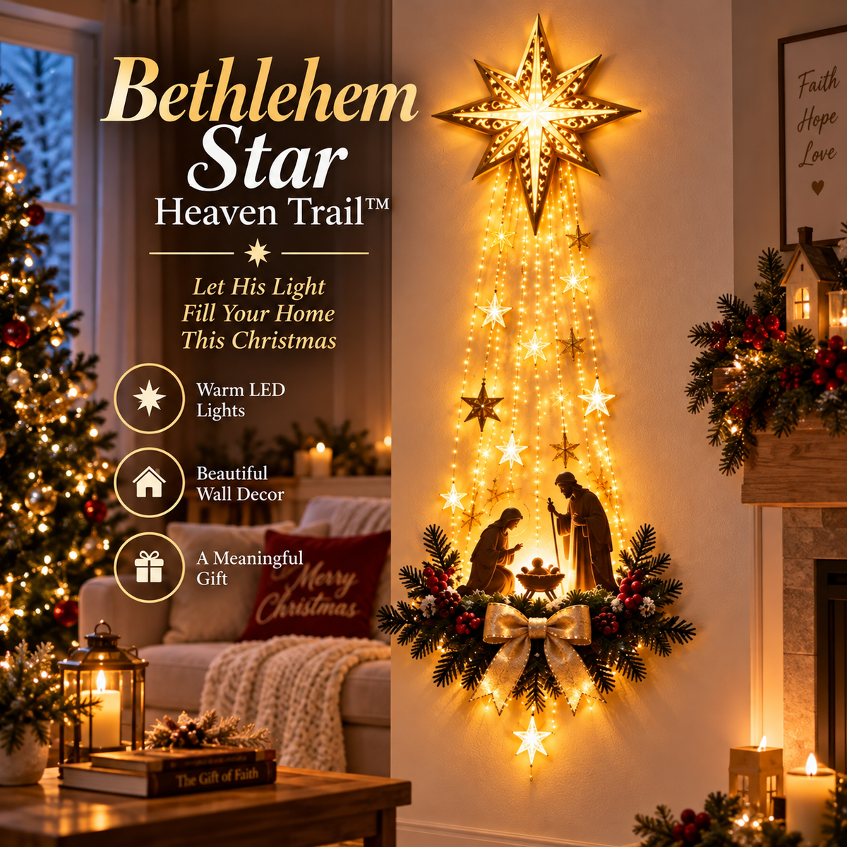 🎄 FINAL HOURS — SAVE 49% TODAY! 🎄 🌟 Bethlehem Star of Hope™ – Illuminated Nativity Wall Décor ✨