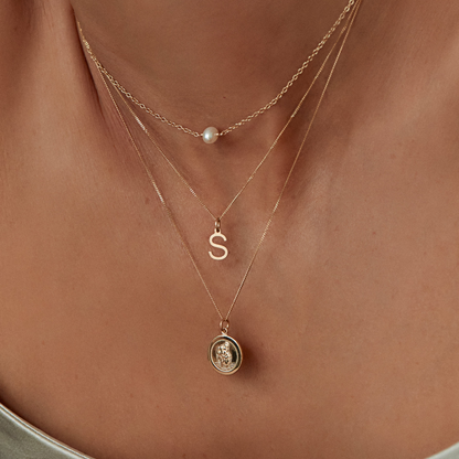 Solid Gold Initial Letter Necklace