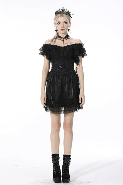 Black Floral Embroidered Lace-Up Strappy Women's Gothic Gorgeous Corset