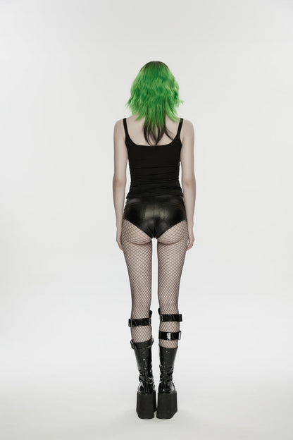 Black High Waisted Studded Women's Punk hot Shorts