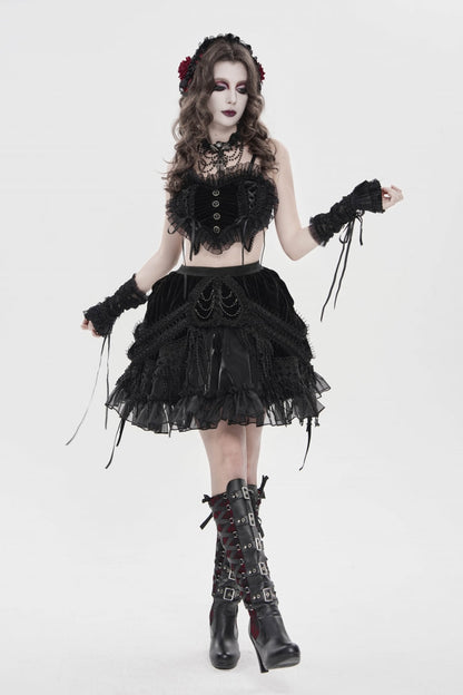 Black Multi-Layered  Tassels  Chain-Decorated Women's Gothic Skirt