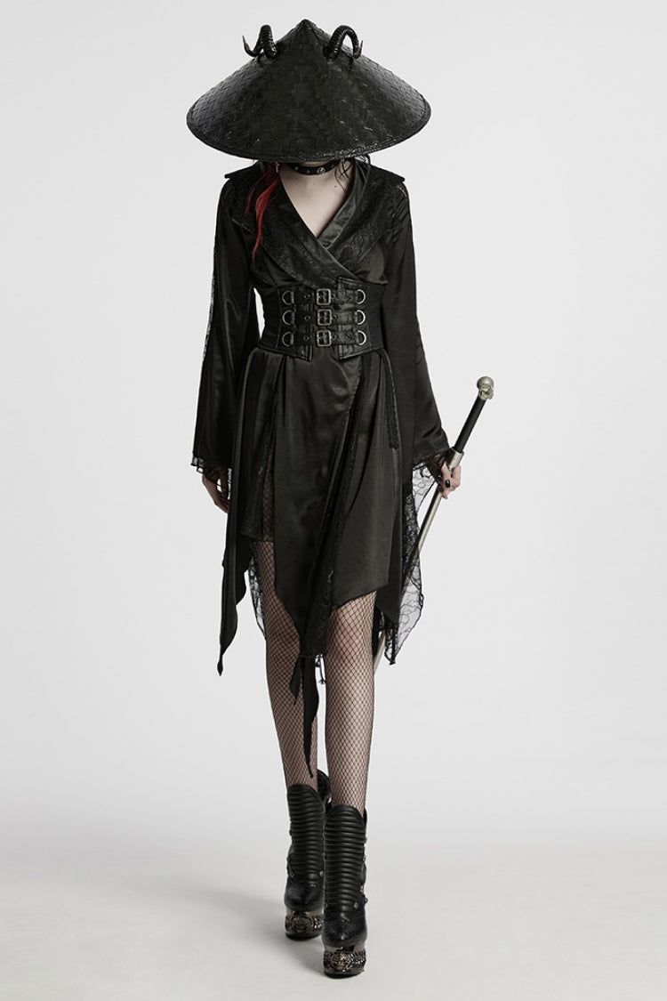 Black Long Sleeves Stitching Lace Irregular Women's Gothic Dress